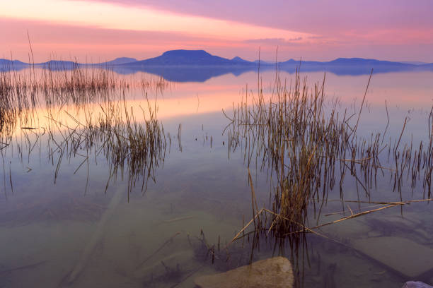 Beautiful sunset in lake Balaton-Hungary