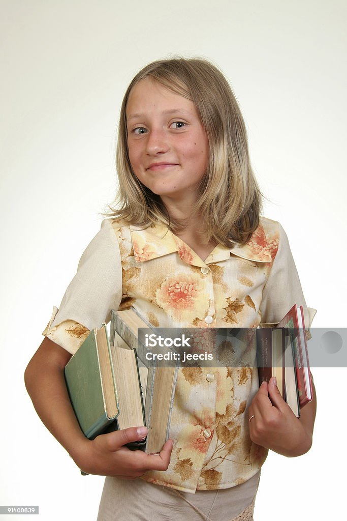 Chica con libros - Foto de stock de Adolescente libre de derechos