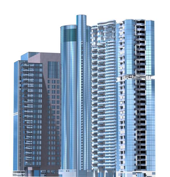 istock Skyscrapers 3D Illustration isolated on white background 914011344