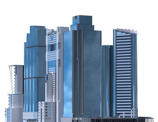 istock Skyscrapers 3D Illustration isolated on white background 914013894