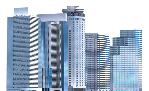 istock Skyscrapers 3D Illustration isolated on white background 914014222