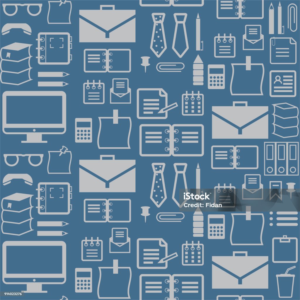 Work Objects Background Office Work Job Objects Elements Pattern Blue Background Stock ...