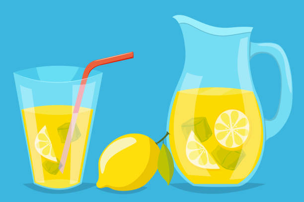 Lemonade Lemonade with ice cubes lemonade stock illustrations