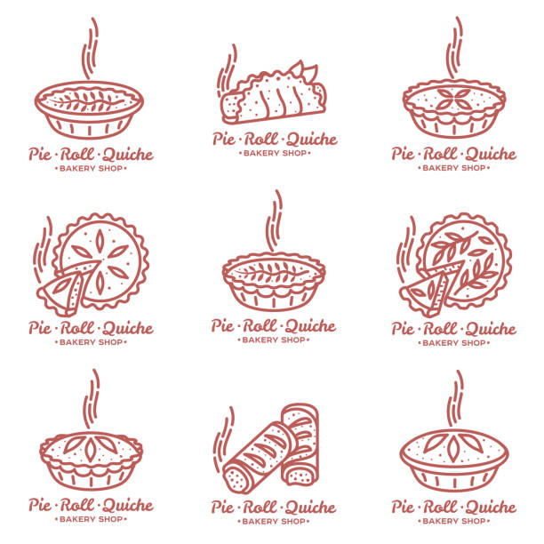 illustrations, cliparts, dessins animés et icônes de tourtière, roll, illustration de la quiche - sauces sweet sauce cooking traditional culture