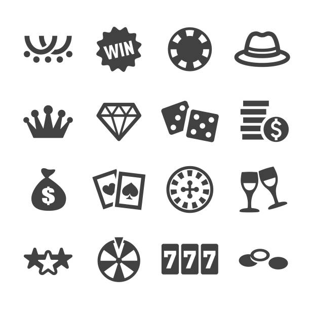Casino Icons - Acme Series Casino, cards, lottery, gambling, roulette, leisure games, luck, gambling stock illustrations