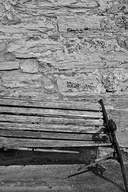 old broken bench stock photo