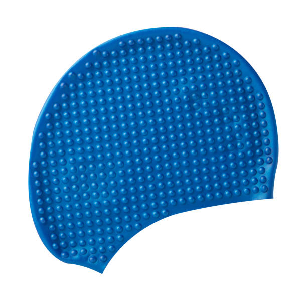 istock blue cap for swimming from rubber or silicone, on a white background 914034478