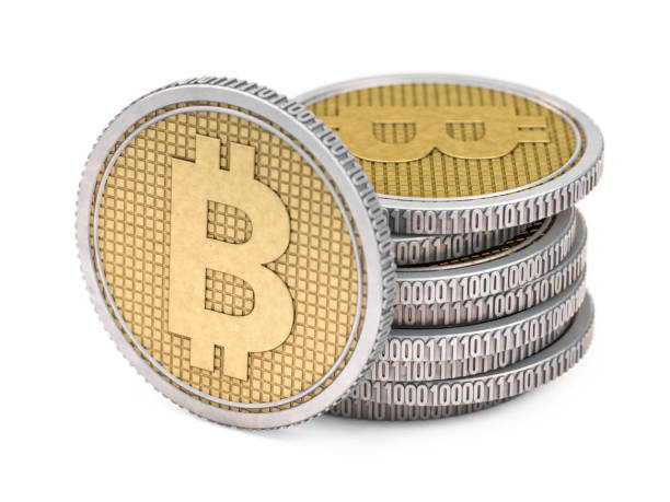 istock Golden coin with bitcoin symbol. Digital currency. 3D 914035024