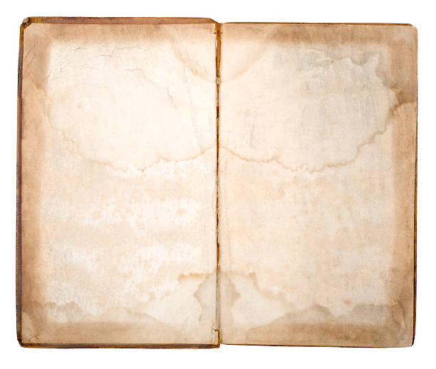istock Old Book Showing Two Blank Water Stained Pages 91403672