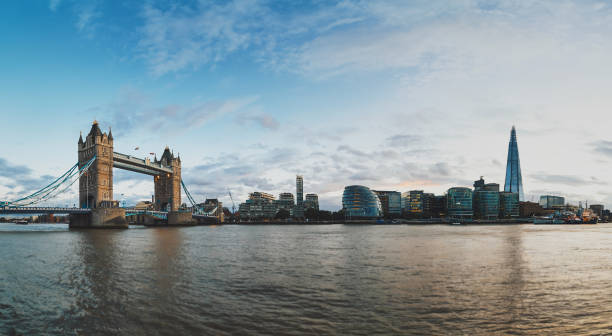 Tower Bridge Thames River and London City Skyline stock photo