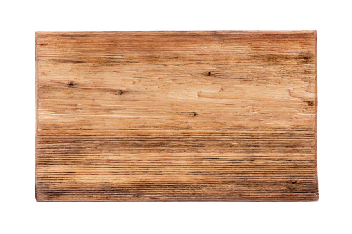 Pieza rectangular de madera con una textura natural, patrón. Aislado photo