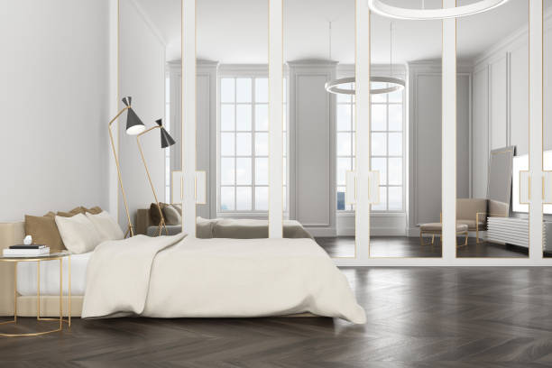 istock White bedroom interior, a TV set 914041928