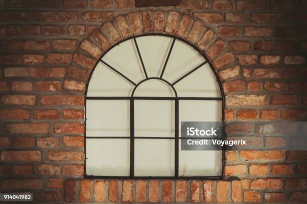Big Window Wall Rounded Big Rounded Window On Red Brick Wall Stock Photo - Download Image Now ...