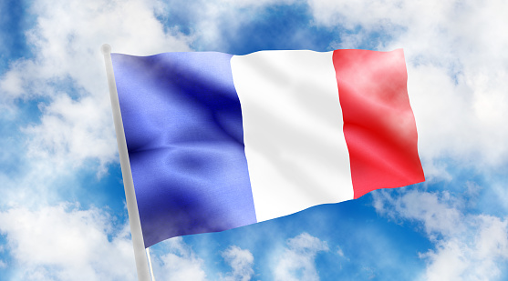 France flag on sky background. 3d illustration