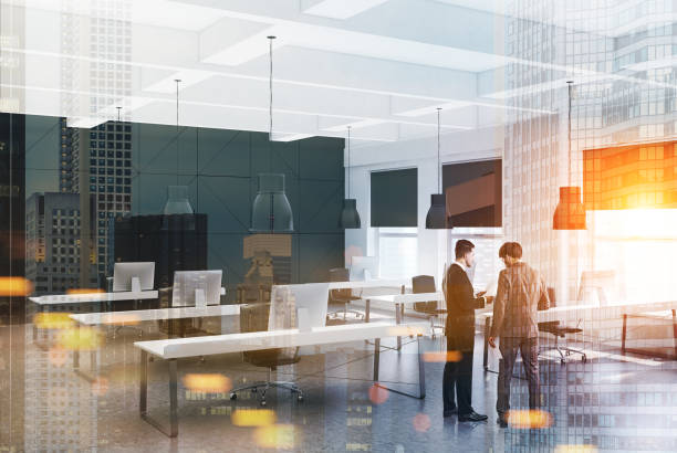 istock White and black modern office, business people 914045768
