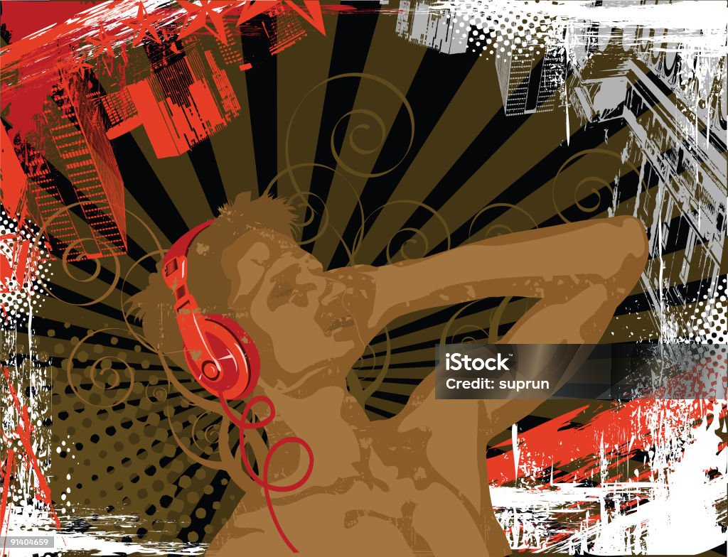 Musica Grunge urbano - Illustrazione stock royalty-free di Bambino