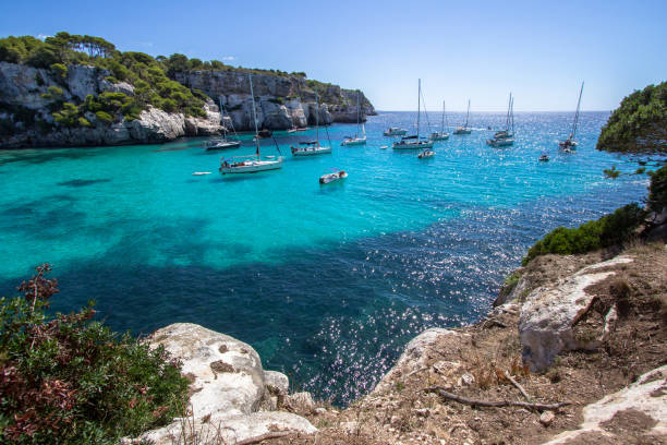istock Boats and yachts on Macarella beach, Menorca, Spain 914049310