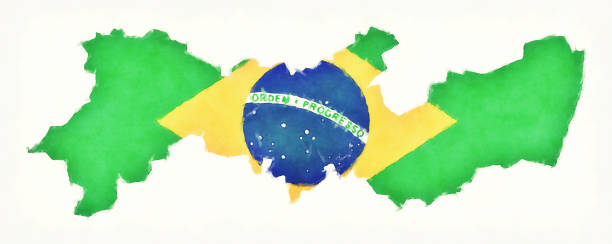 istock Pernambuco watercolor map with Brazilian national flag in front of a white background 914049658