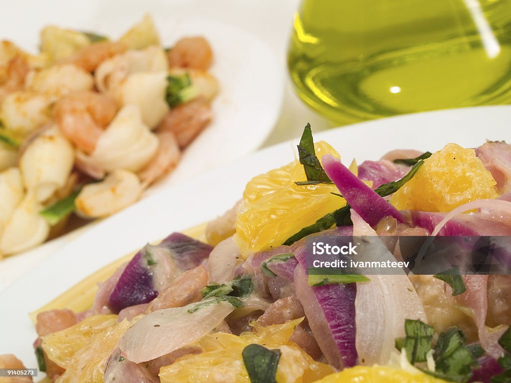 pasta Collezione Shell-Linguine con pasta e gamberetti - Foto stock royalty-free di Cena