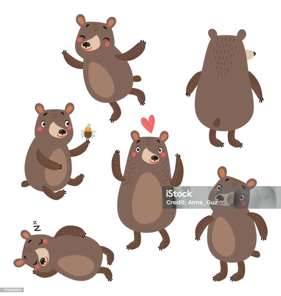 Bear Vector Set Bears Vector Set Stock Illustration - Download Image Now - Bear, Animal ...