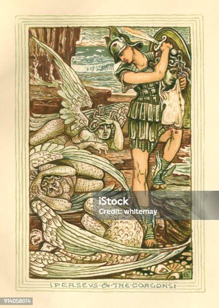 Perseus And The Gorgons Greek Mythology Stock Illustration - Download Image Now - Greek Mythology, Medusa, Greece