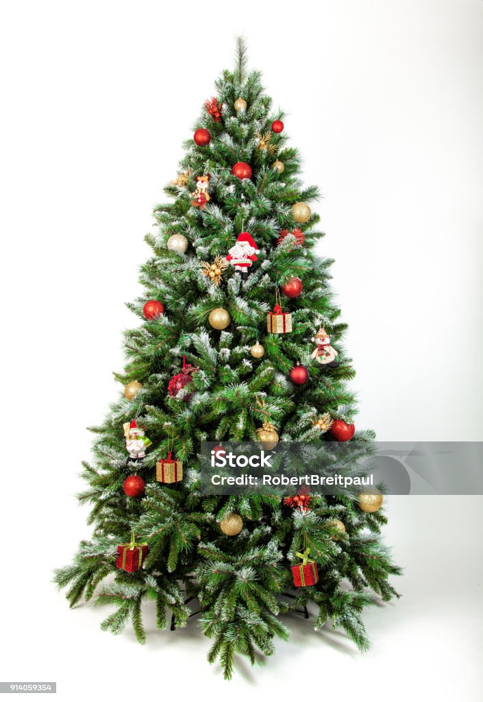 Hermoso árbol de Navidad aislado en un fondo blanco - Foto de stock de Árbol de navidad libre de derechos