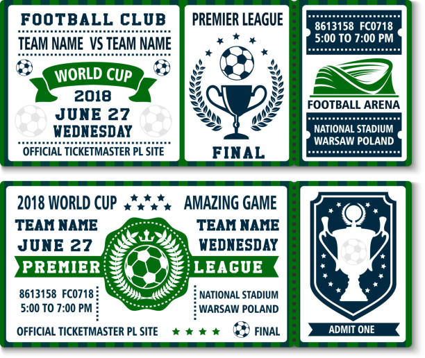 bilety wektorowe na mistrzostwa piłki nożnej - ticket sport fan american football stock illustrations