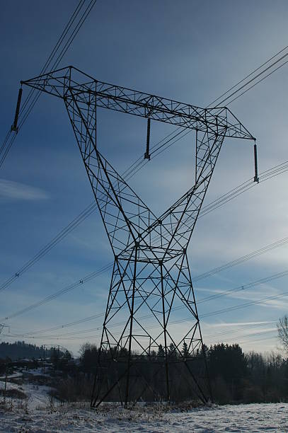 istock Power lines in the snow 91406126