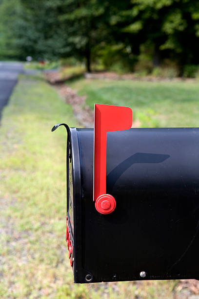 istock Residential Mail Box, Flag Up, USA 91406311