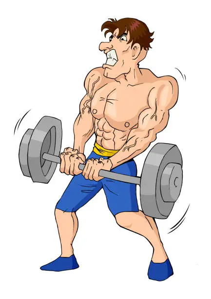 Vector illustration of Weight Lifter Cartoon