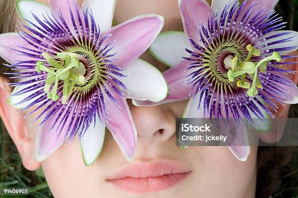 Flower Face Stock Photo - Download Image Now - Passion Flower, 10-11 Years, 12-13 Years