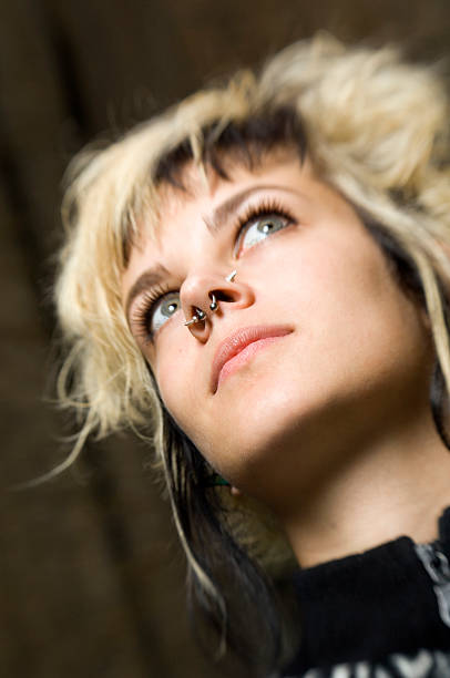 Punk woman with nose piercings