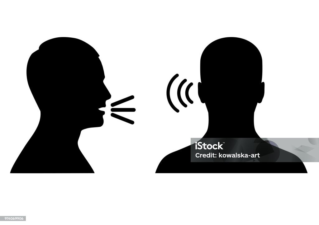 hören Sie und sprechen Sie, Symbol, Stimme oder Ton-symbol - Lizenzfrei Reden Vektorgrafik