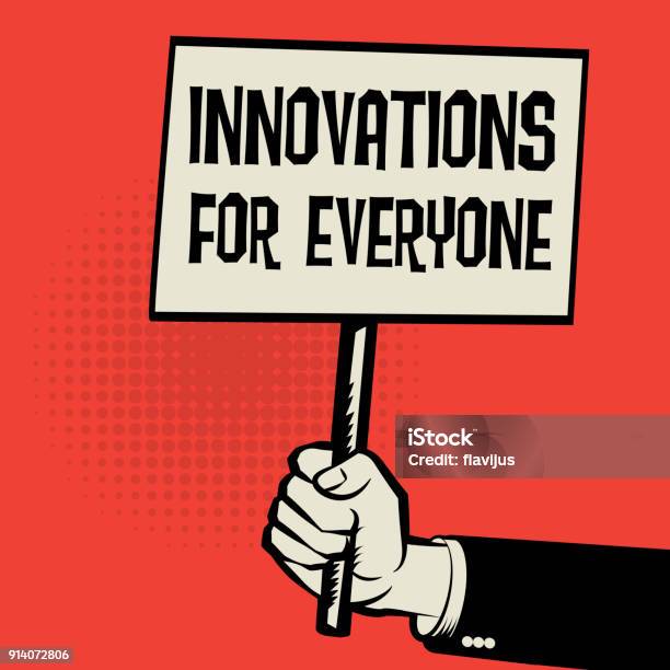 Poster In Hand Business Concept Innovation For Everyone Stock Illustration - Download Image Now