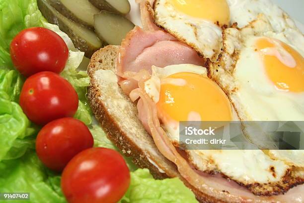 Ham And Eggs Stock Photo - Download Image Now - Bread, Brown Bread, Close-up