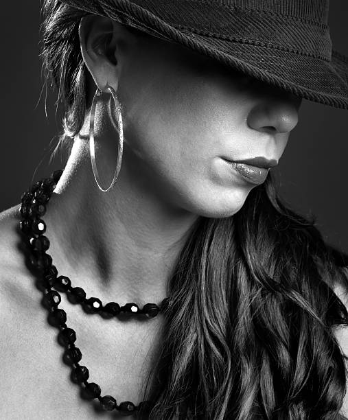 istock Mystery beautiful female with hat 91407968
