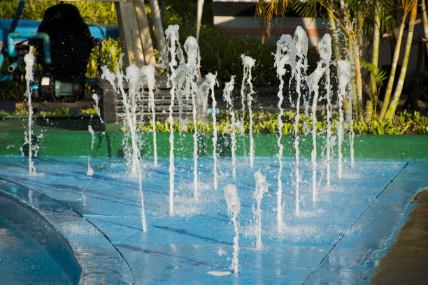 istock Water spring fountain on ground at outdoor 914081776