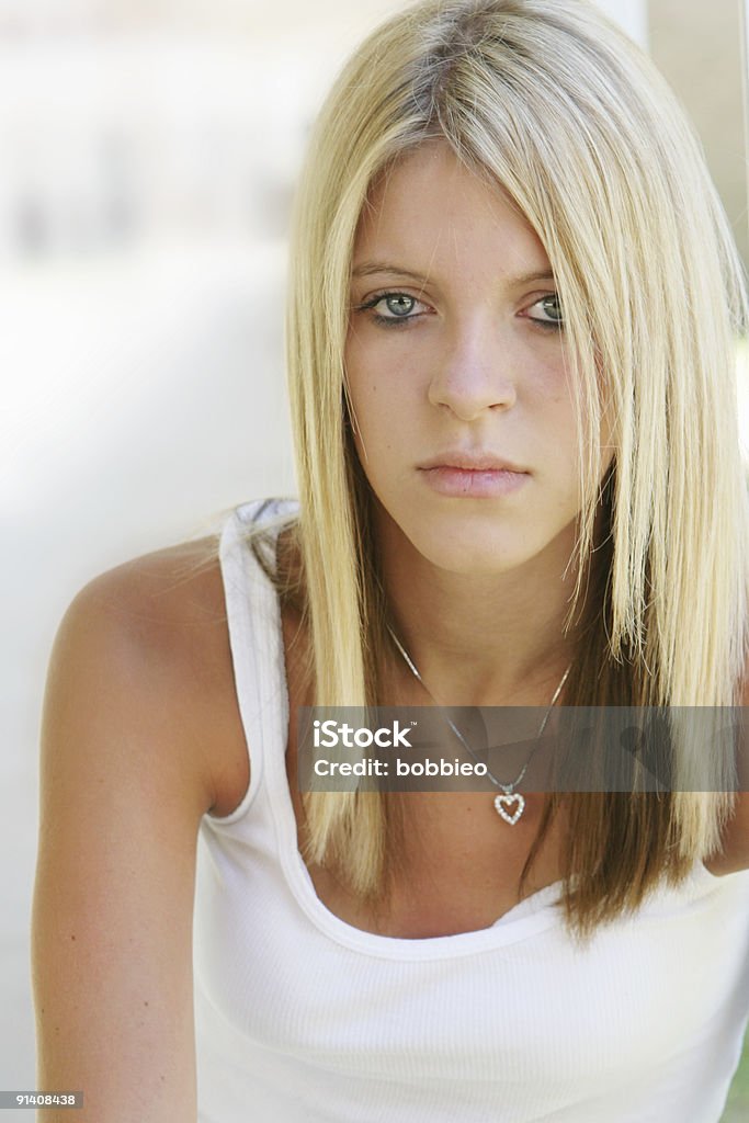 Serious teen Blond teenager looking serious 14-15 Years Stock Photo