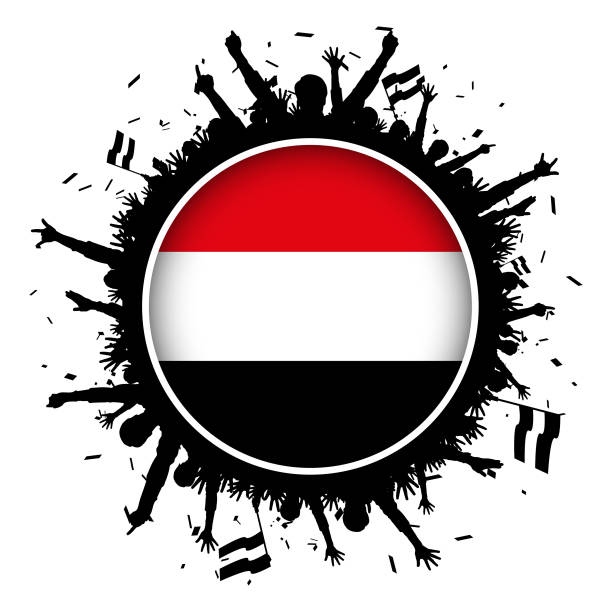 ägypten-taste fahne mit fußballfans 2018 - soccer soccer player people ecstatic stock-grafiken, -clipart, -cartoons und -symbole