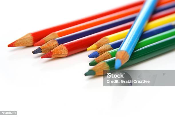 Artful Arrangement Of Bright Colored Pencils Education Background Stock Photo - Download Image Now