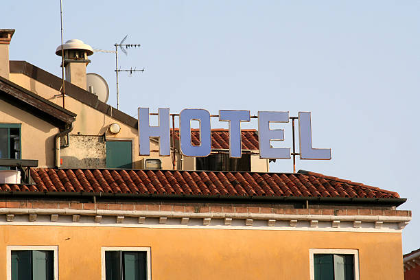 hotel sign stock photo