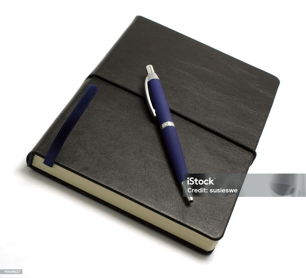 Preto de caderno com caneta - Foto de stock de Agenda royalty-free