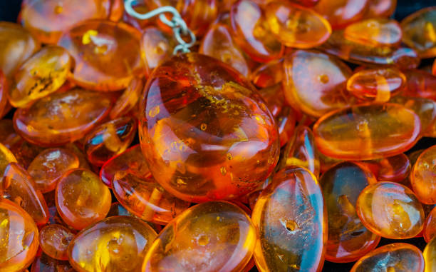 Background of amber beads stock photo