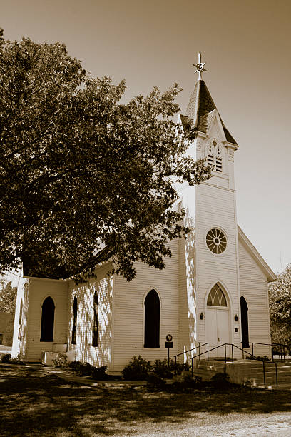 white country church 1 sepia stock photo