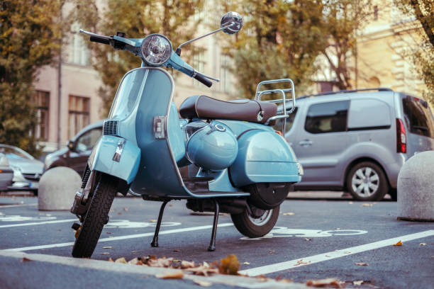 istock Old Italian scooter parked on the street 914100300