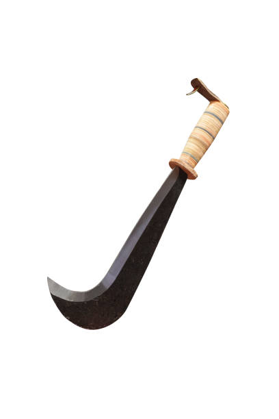 istock Scythe with leather handle on a white background 914103026