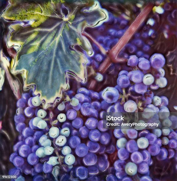 Photo libre de droit de Raisins Et De Feuilles De Vigne banque d'images et plus d'images libres de droit de Napa Valley - Napa Valley, Illustration, Impressionnisme