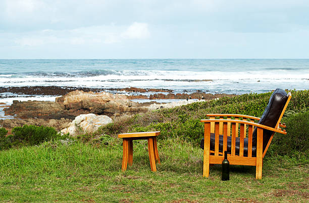 Wooden chair by the ocean