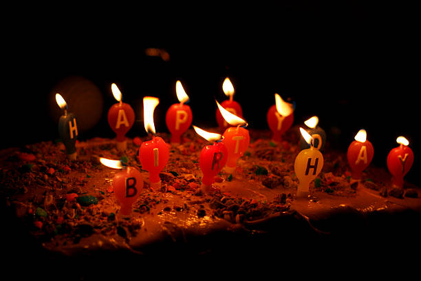 istock Happy birthday cake in the night 91412716