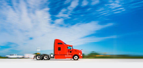 istock Semi-truck on the highway 914129648
